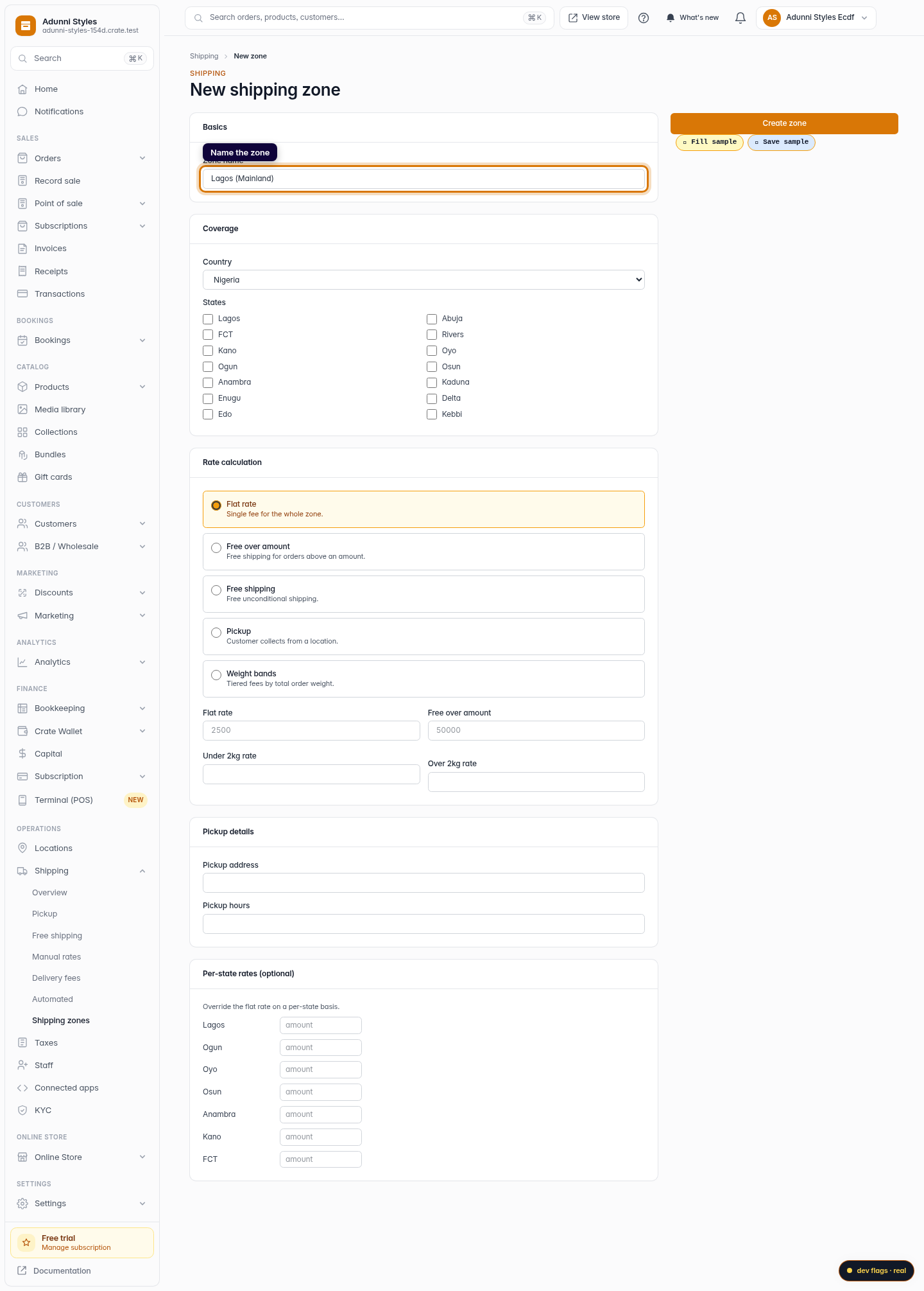 Add a manual shipping price: step 3 (web)