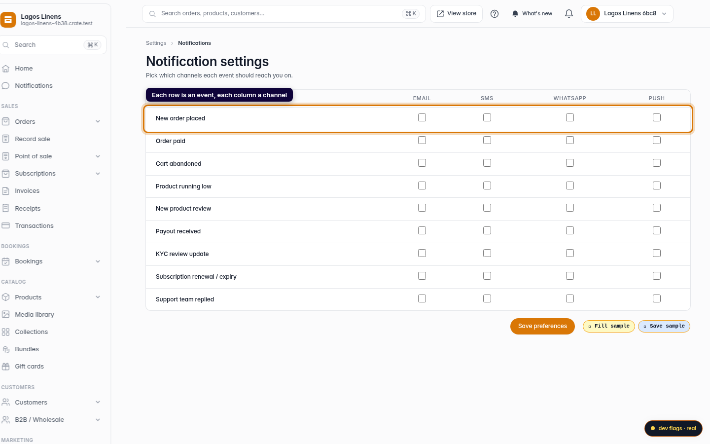 Configure notification settings: step 2 (web)