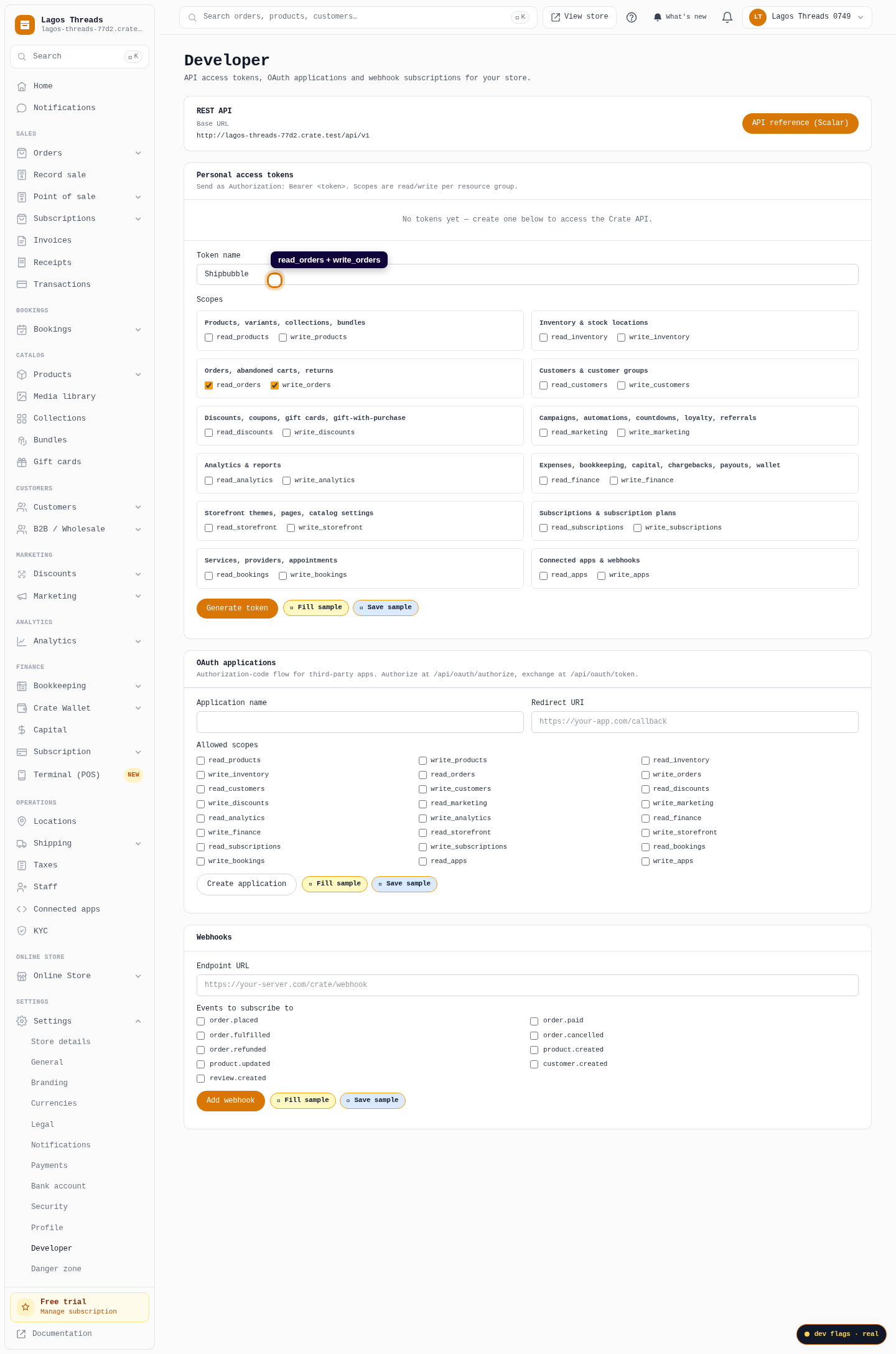 Connect Crate to Shipbubble: step 3 (web)