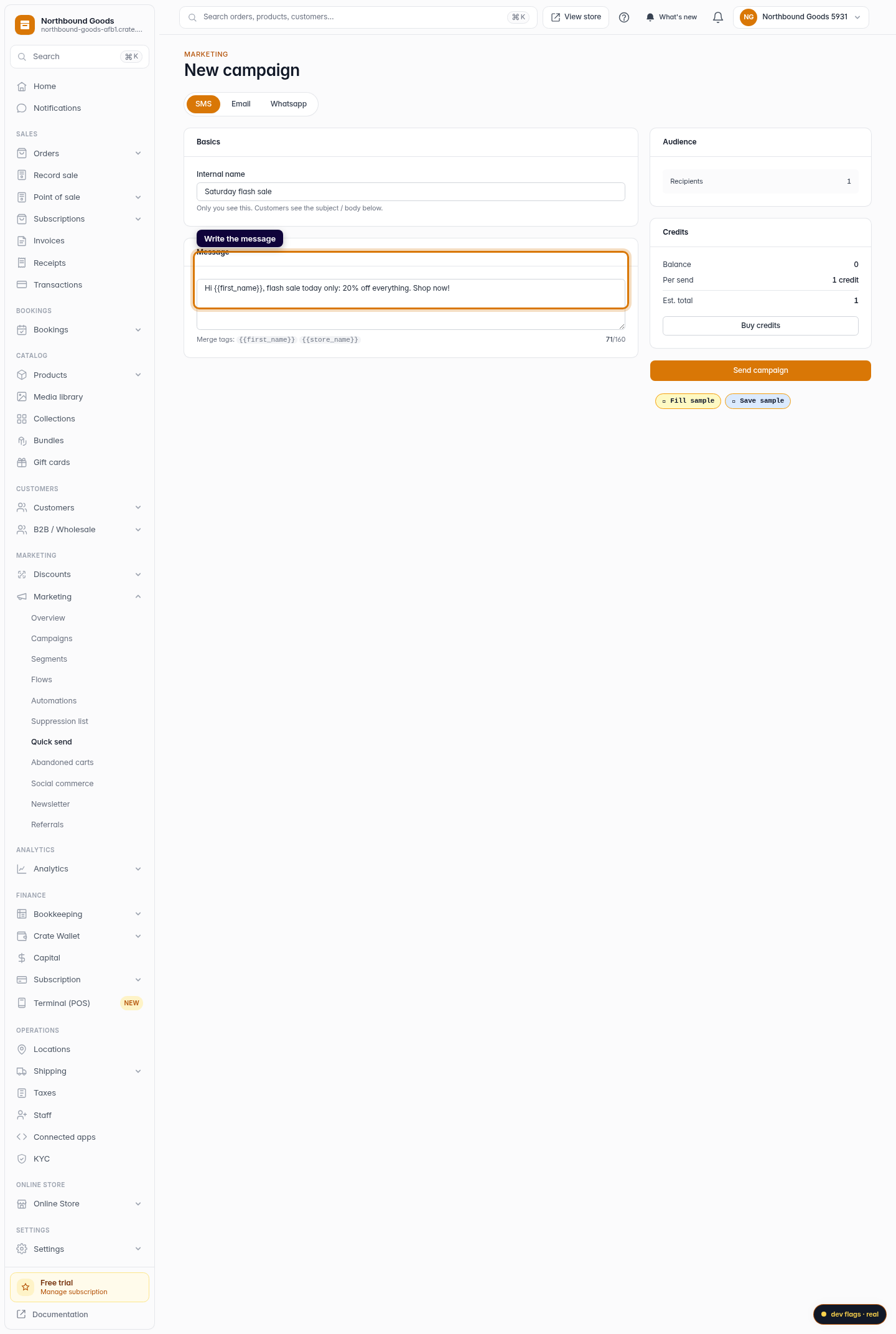 Create an SMS campaign: step 4 (web)