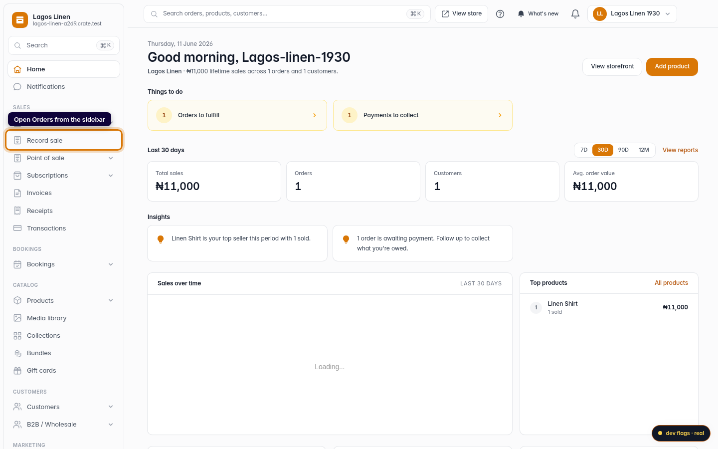 Edit an order: step 1 (web)