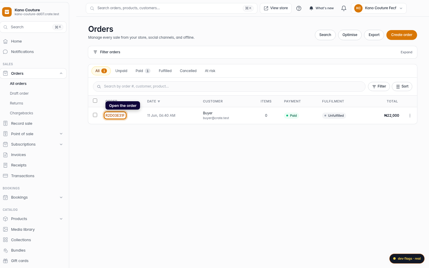 Order history and timeline: step 2 (web)