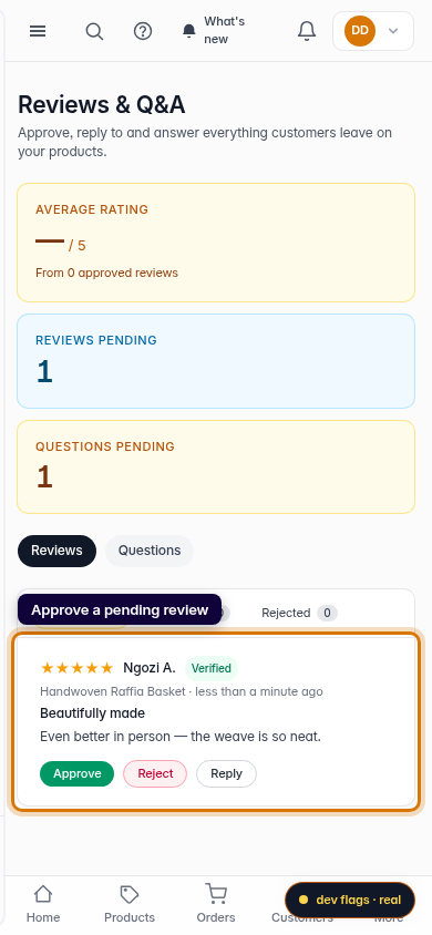 Customer reviews and how you moderate them: step 3 (mobile)