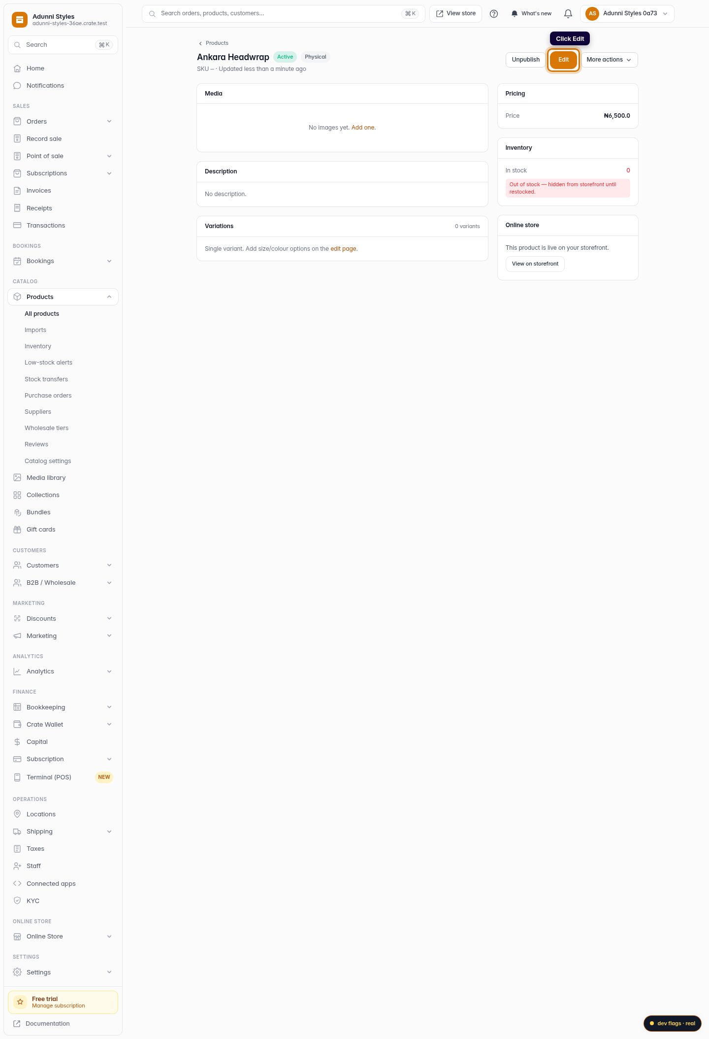 How to edit a product: step 3 (web)