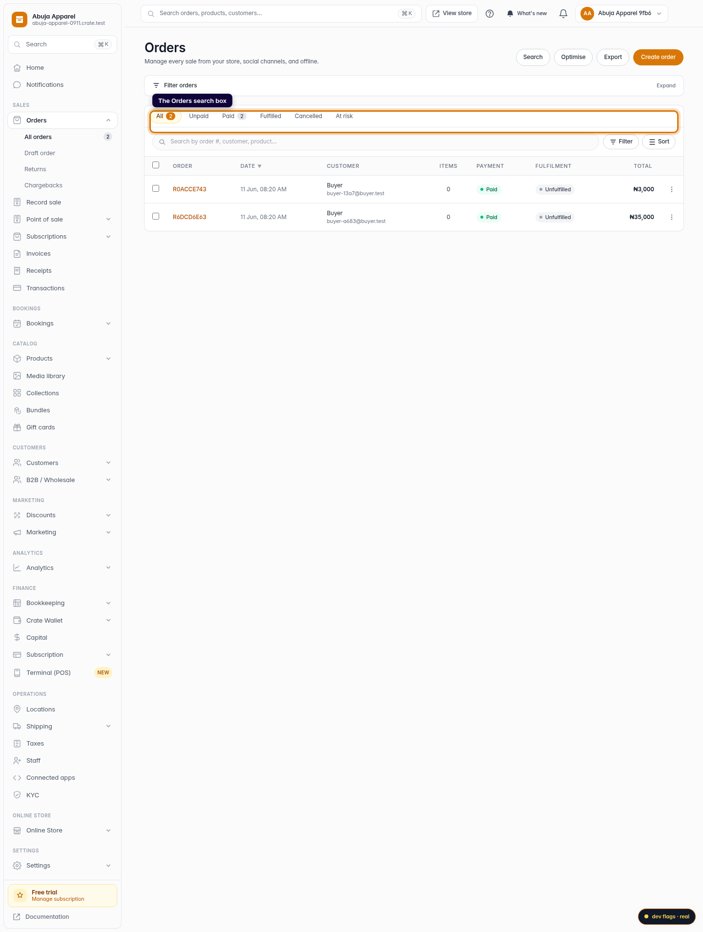 Jump to an order from its number: step 1 (web)