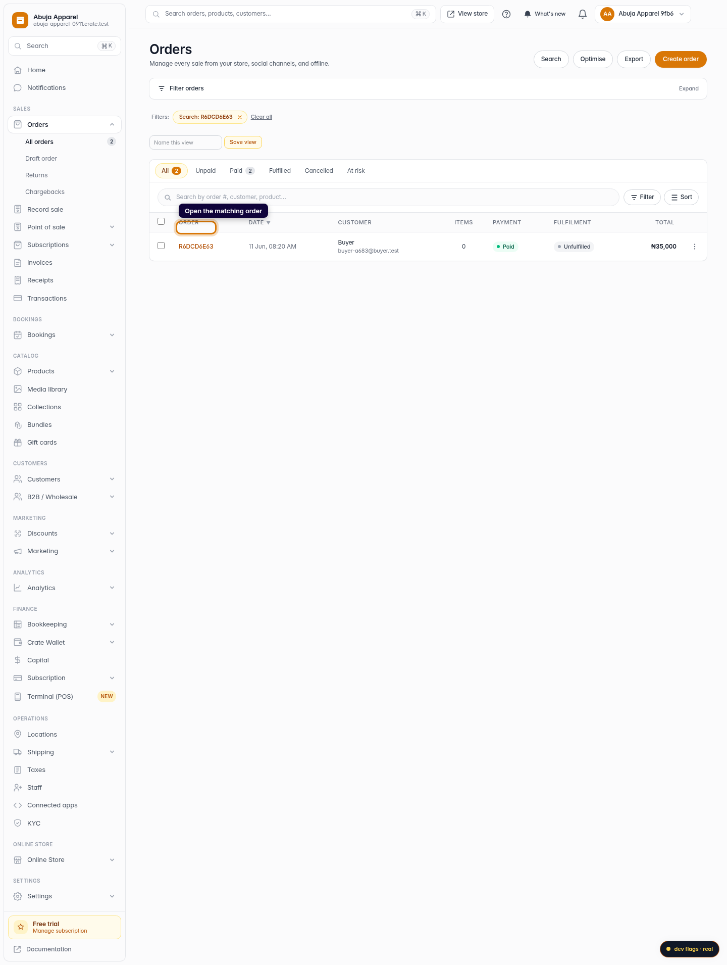 Jump to an order from its number: step 3 (web)