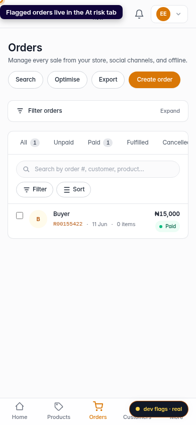Attention orders: review, refund or fulfil: step 1 (mobile)