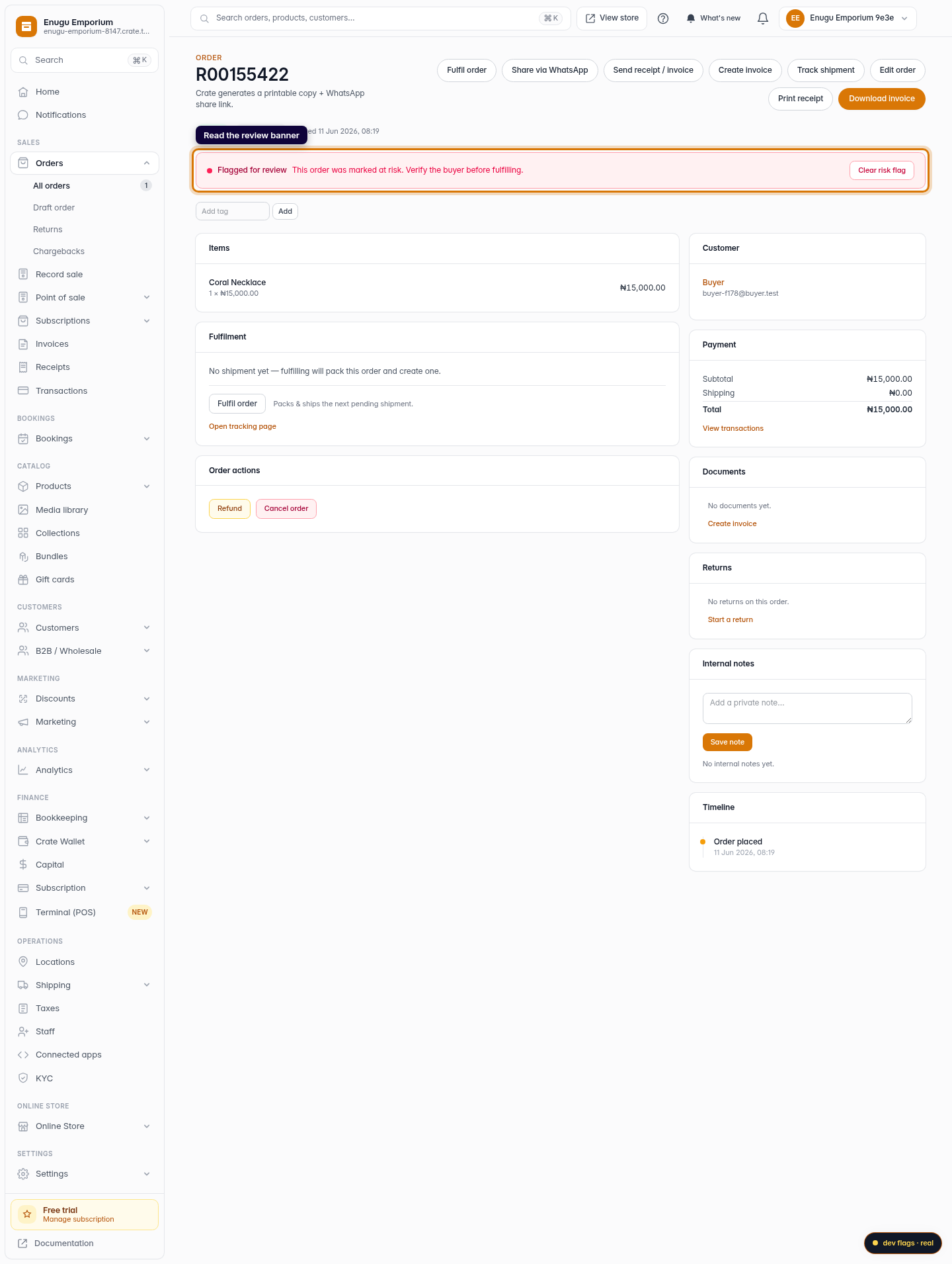 Attention orders: review, refund or fulfil: step 2 (web)