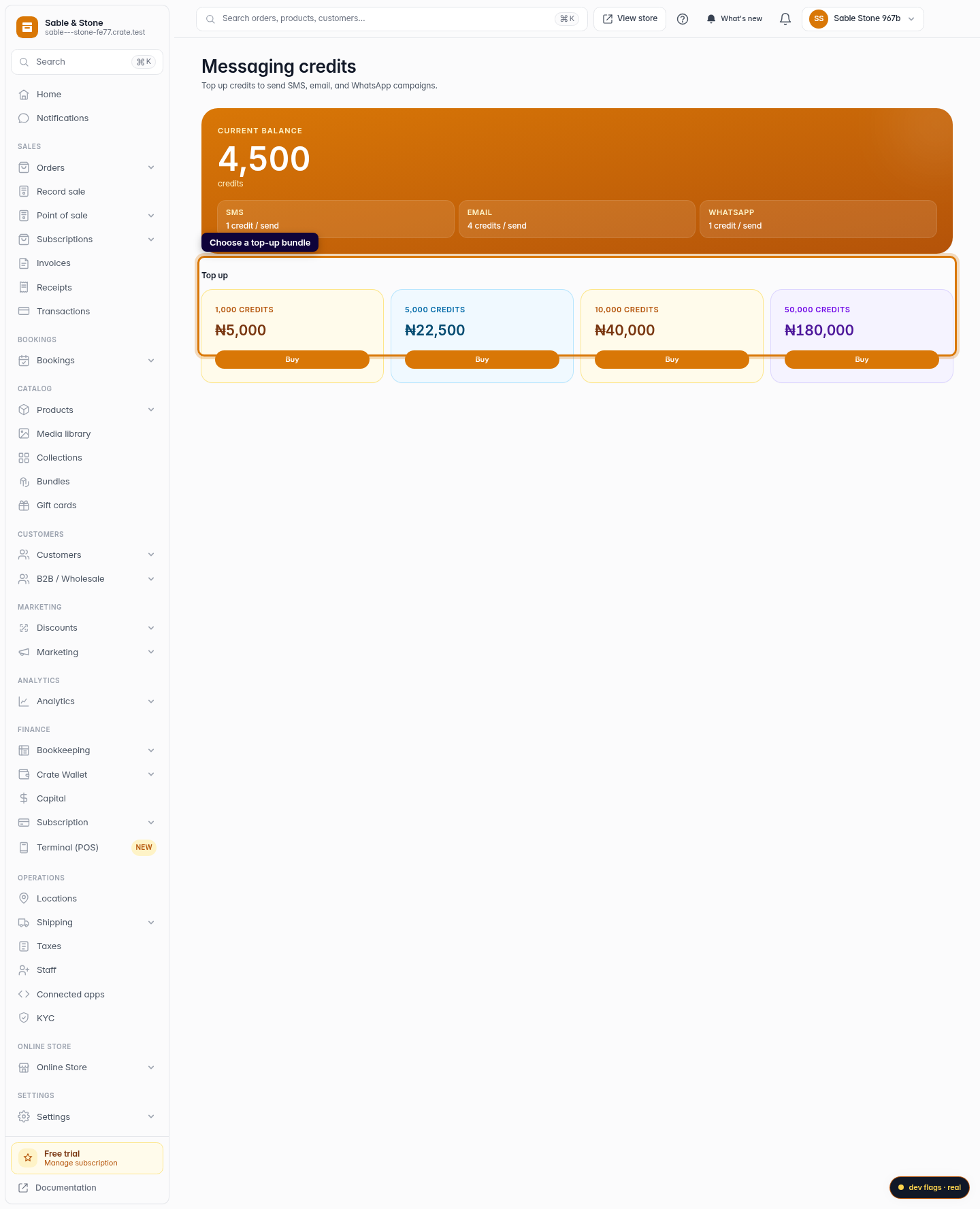 Buy messaging credits: step 3 (web)