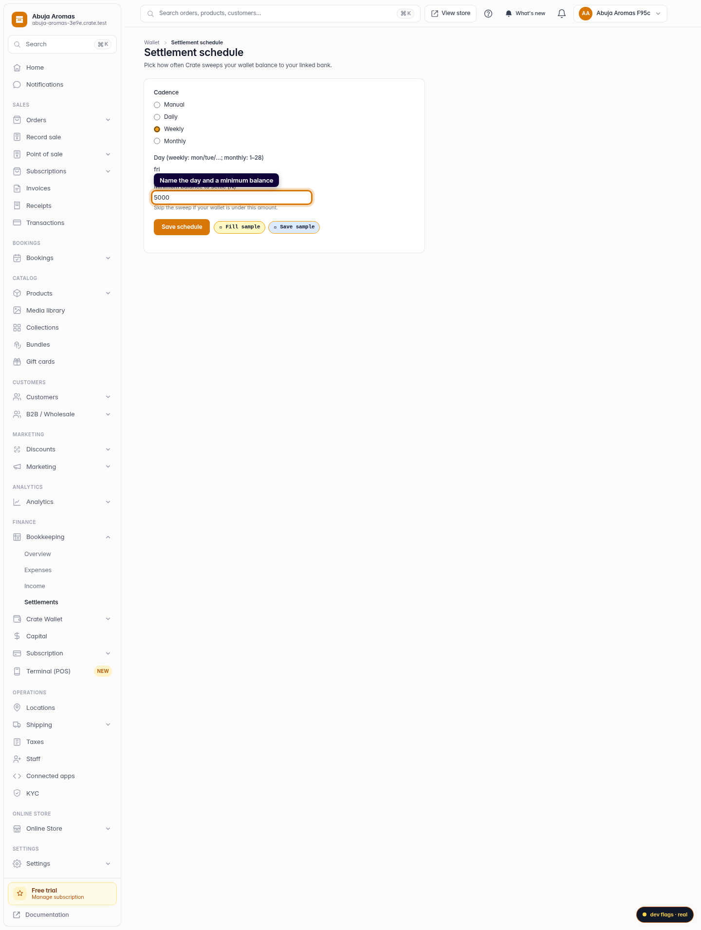 Settlements and remittance schedule: step 3 (web)